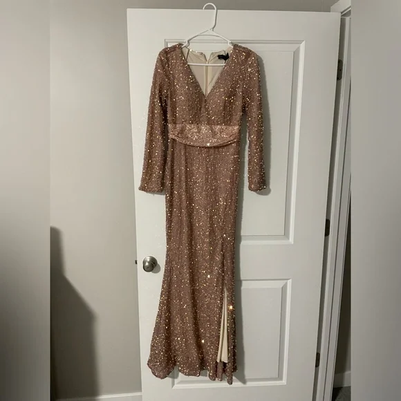 Azazie champagne shimmer dress - Picture 2 of 8
